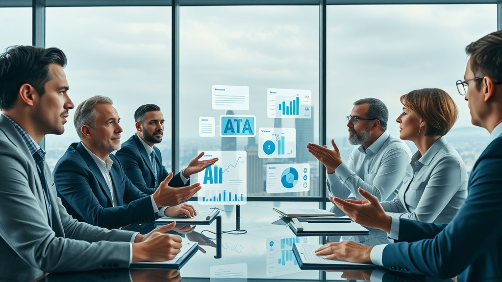 business executives discussing the integration of ai voice agent and conversational AI technologies for business communication