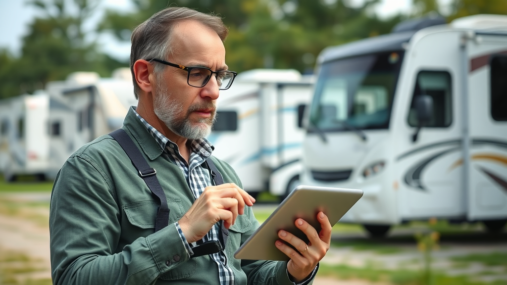 Expert appraiser determining maximizing rv park value on-site with modern tools