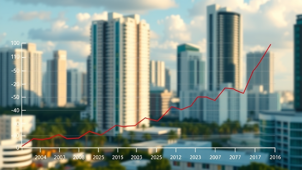 Graph showing the increasing demand for teeth whitening Miami services with the urban Miami skyline in the background.
