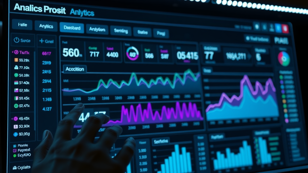 black dashboard interface displaying SEO KPIs for on-page optimization performance
