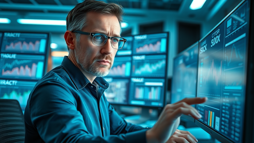 outsourced marketing leadership - results-driven outsourced CMO analyzing advertising data on futuristic digital dashboards