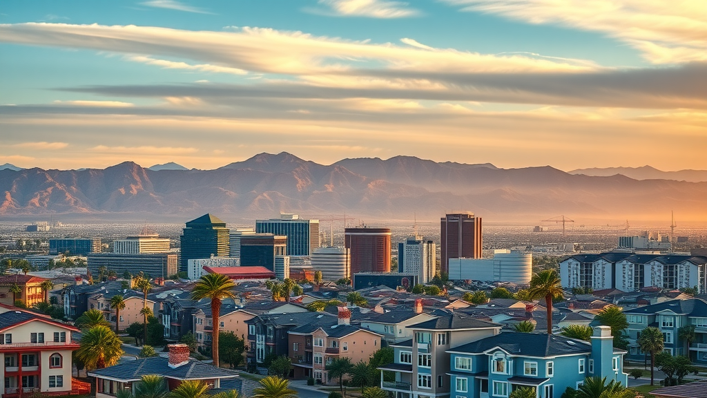 Vibrant Las Vegas residential skyline showing modern homes, with the Las Vegas real estate market in focus