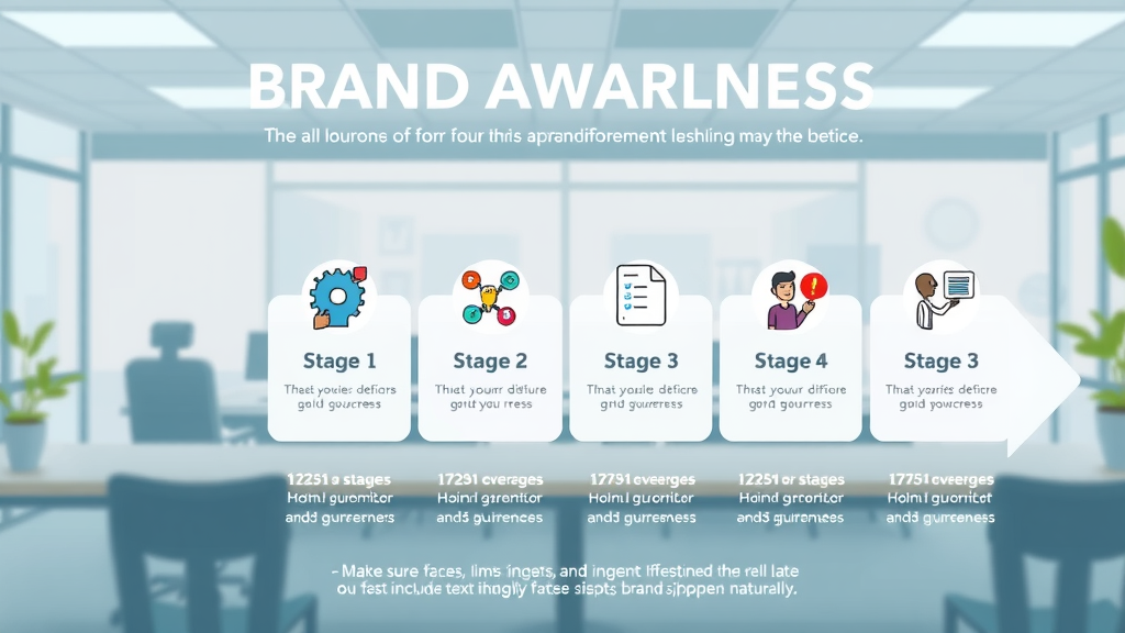 Infographic illustrating the four stages of brand awareness with icons for each level
