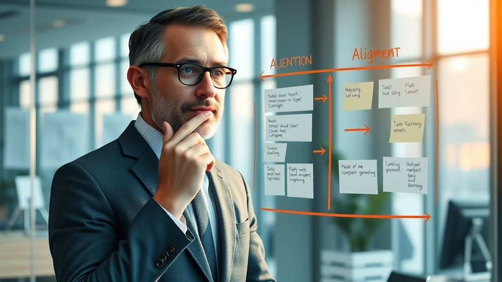 Business leader aligning display advertising campaign objectives on glass board, digital strategy