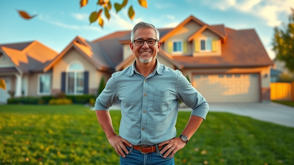 real estate investor confidently standing in front of a renovated house house flipping tips