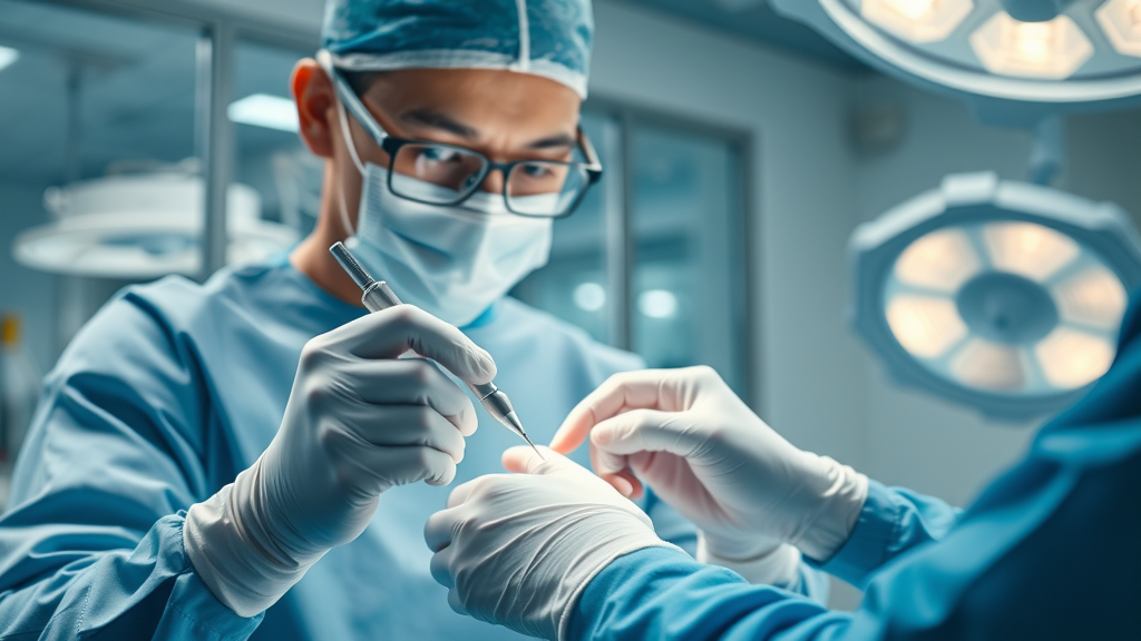Surgeon performing minimally invasive upper extremity orthopedic procedure