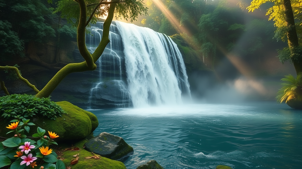 Tourism in United States - Majestic hidden waterfall surrounded by lush forest