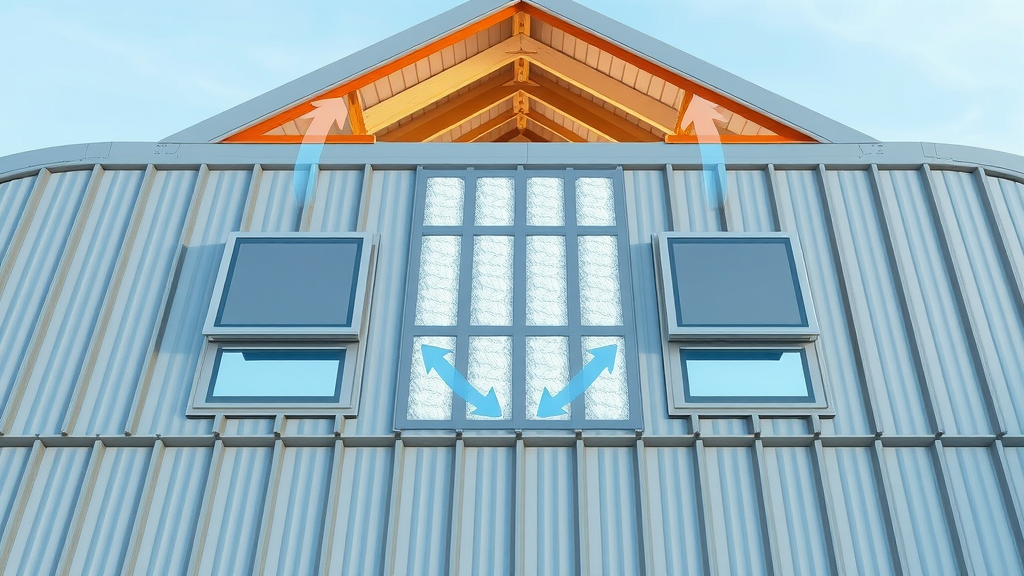 modern metal roof with precisely installed roof vents for optimal airflow, roof panels and ventilation