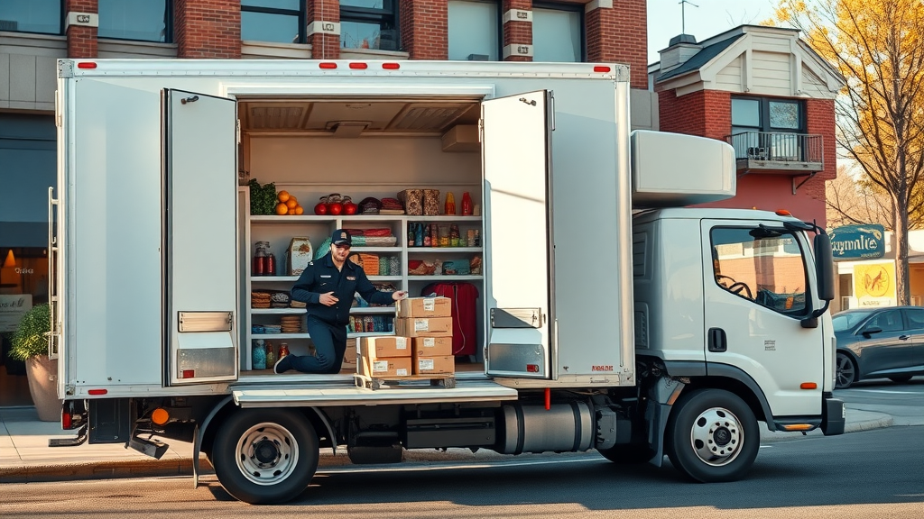 Wholesale food distributor truck delivering fresh goods to Westchester restaurant