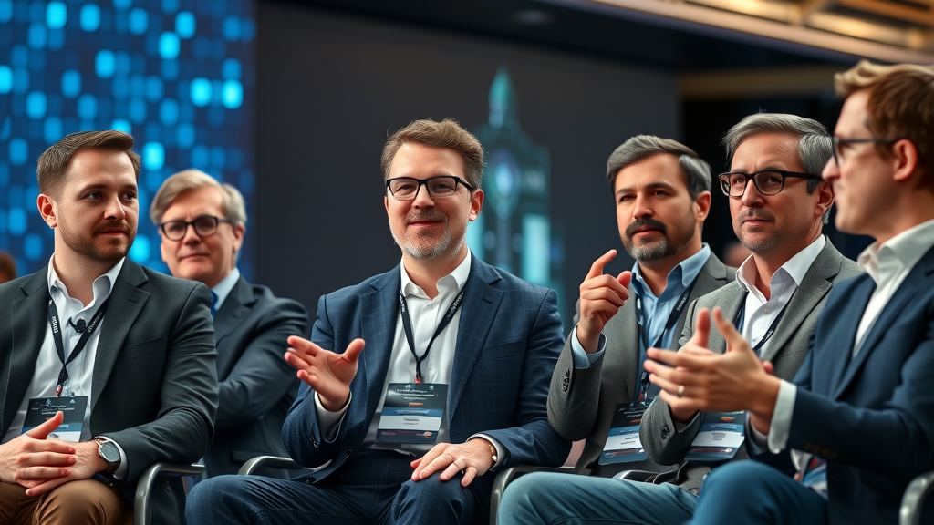 Industry experts discuss AI voice agent adoption trends and share predictions at a tech conference