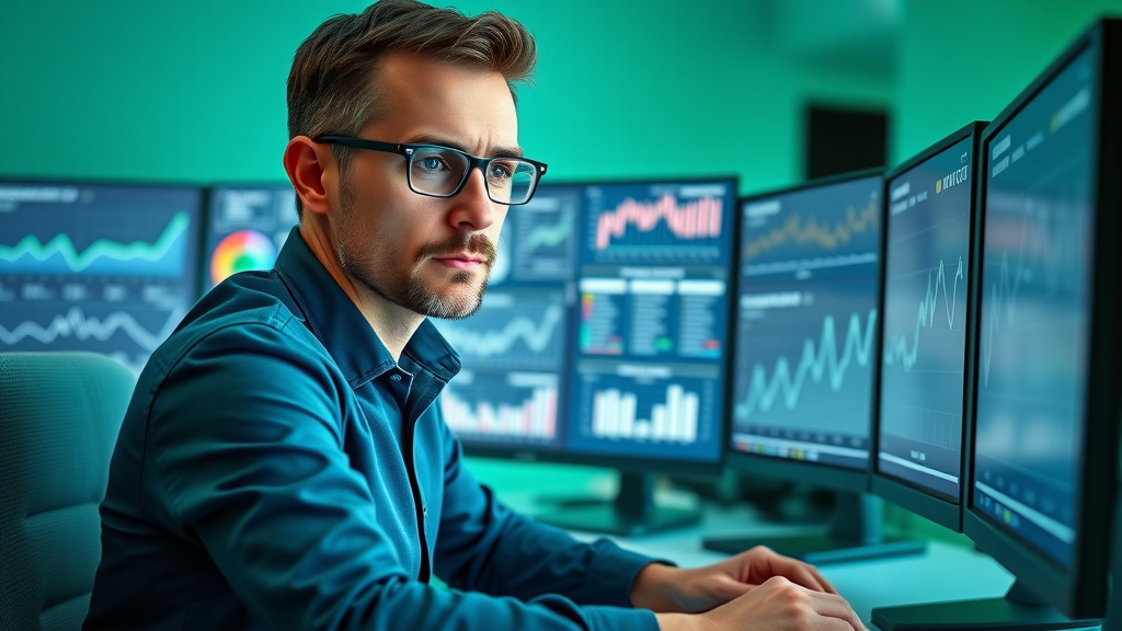 digital marketer tracking HVAC SEO results and online performance metrics on dashboard