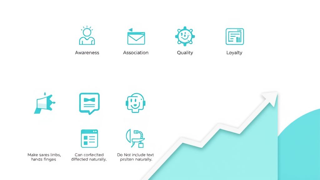 Infographic with icons representing awareness, association, quality, and loyalty portraying the different aspects of brand equity.