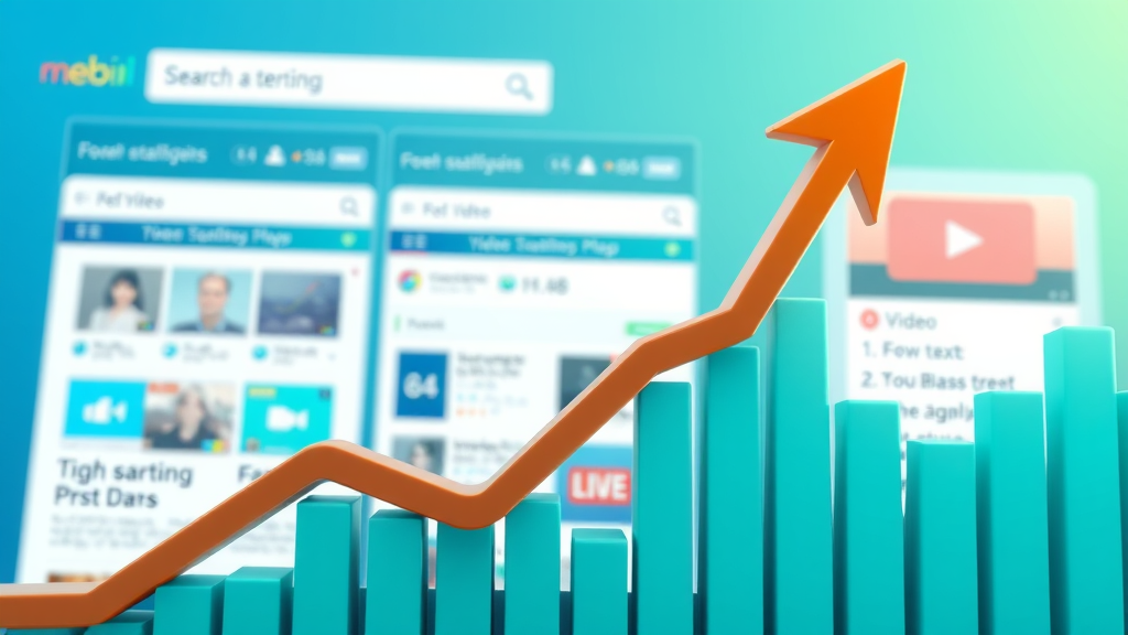 Upward-trending video statistics graph for video SEO optimization showing rapid online growth with video content