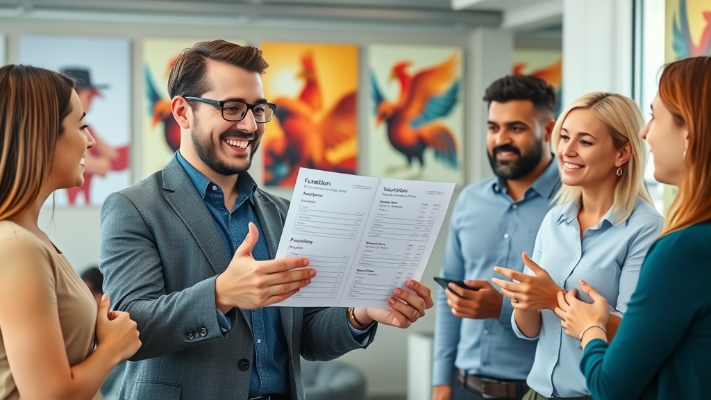Business owner sharing customer feedback survey results with their team to avoid common marketing mistakes