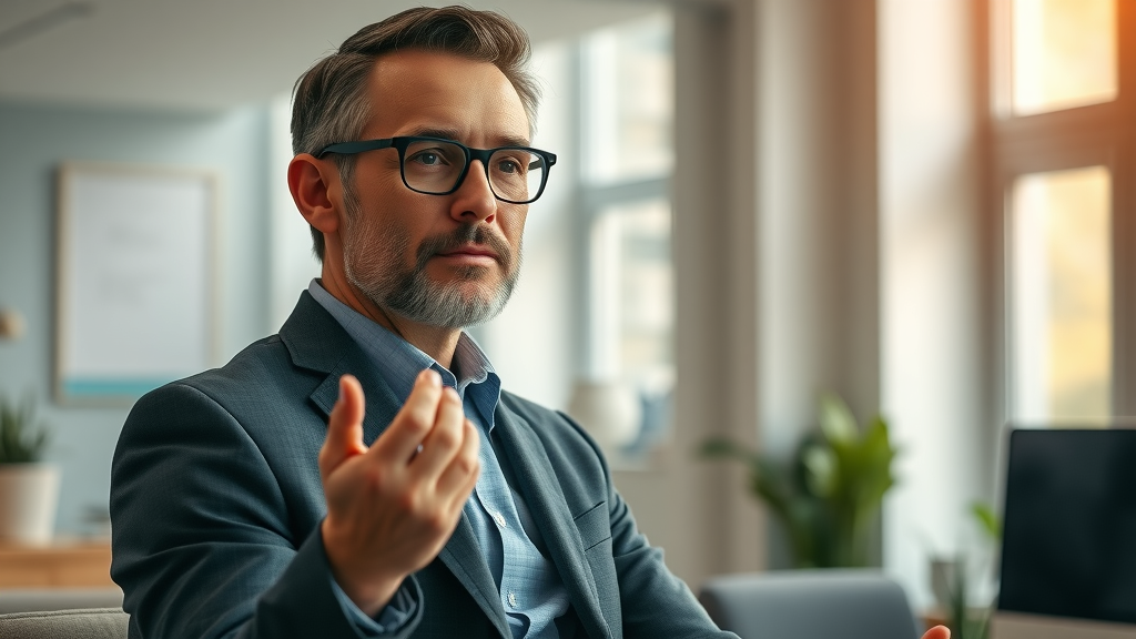 Thoughtful business coach visualizing future success for profit acceleration coaching growth