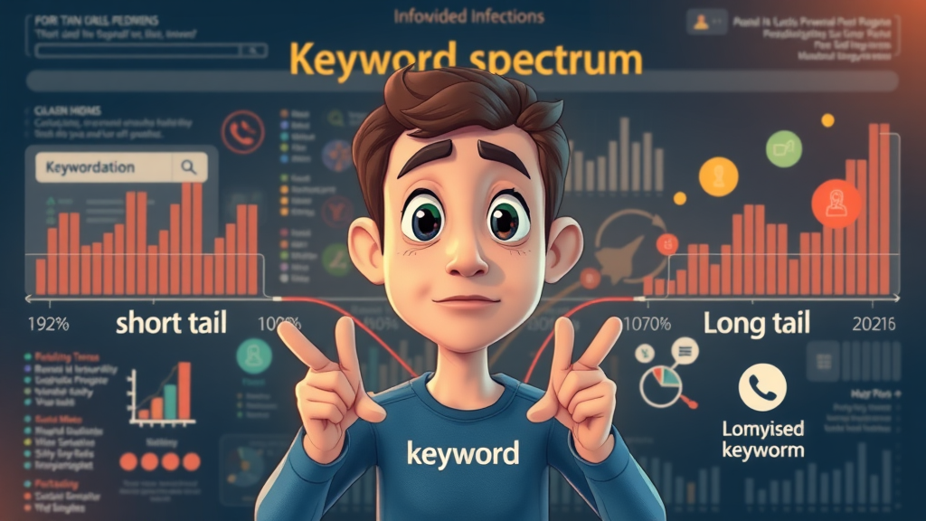 infographic visualization of short-tail vs. long-tail keywords for local contractors