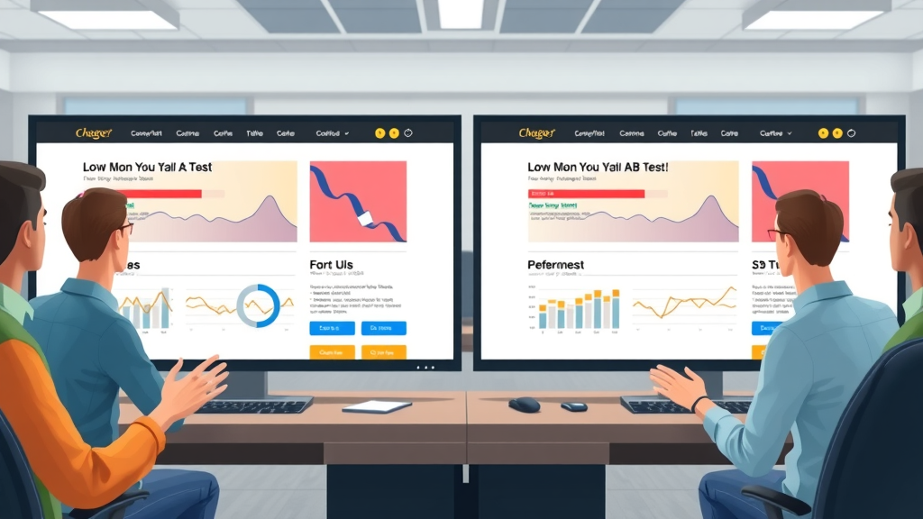 Split-screen comparison of landing page designs for A/B testing in paid traffic campaigns