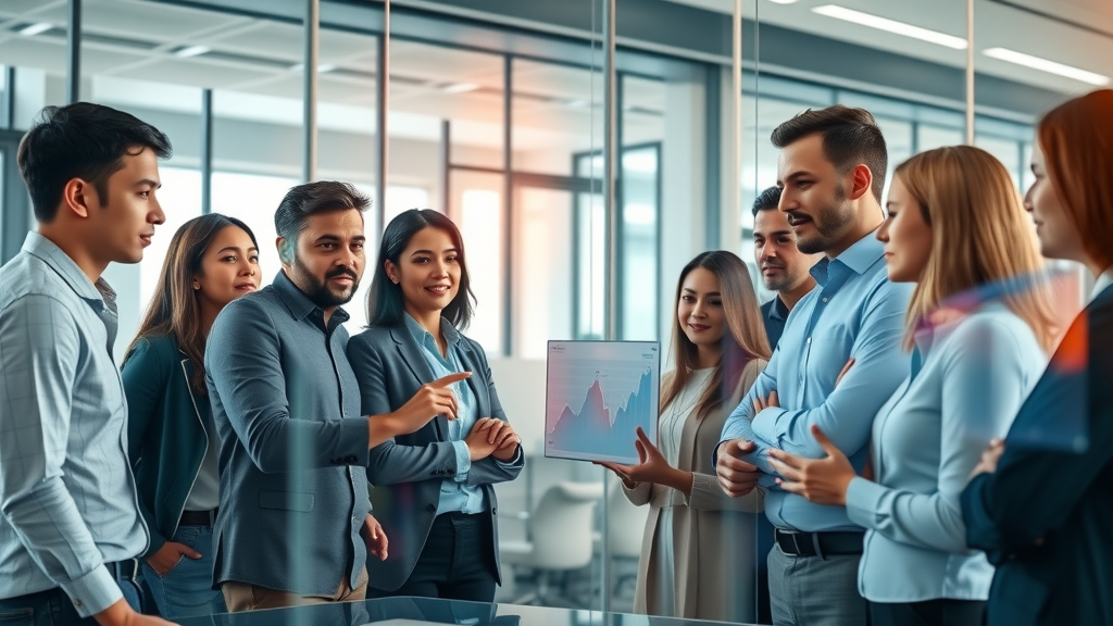 Marketing team collaborating over AI automation powered analytics and business strategies
