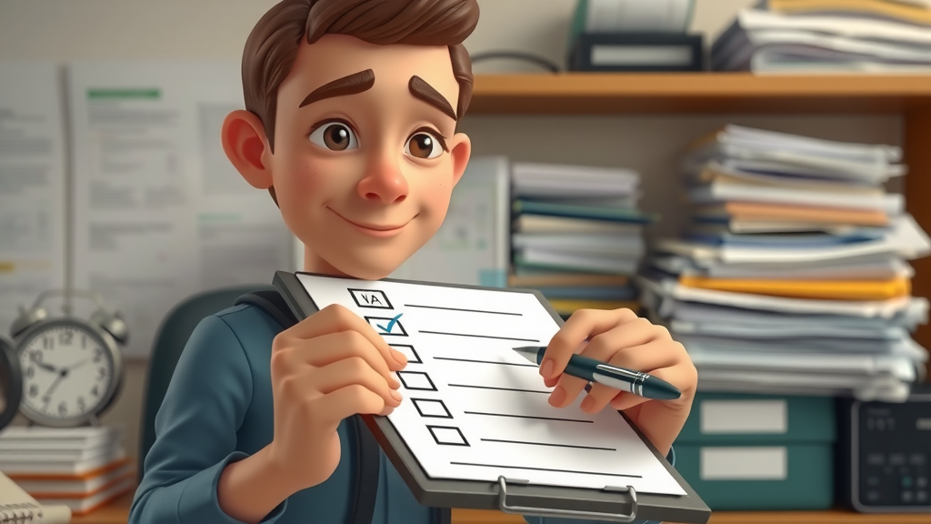 Organized workspace with a checklist for VA secondary claim process