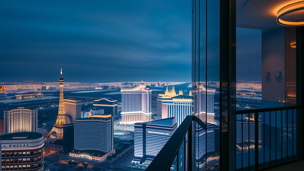 Elegant modern condo high-rise overlooking Las Vegas Strip – luxury homes in Las Vegas