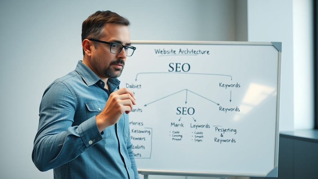 SEO consultant auditing keyword distribution to prevent cannibalization and over-optimization