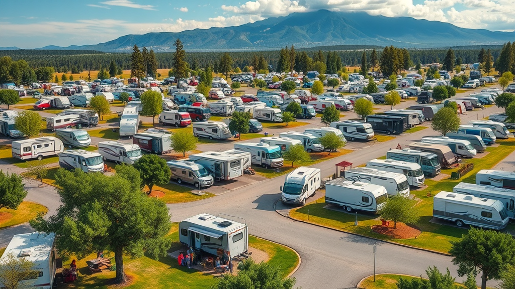 Dynamic aerial view of a vibrant RV park showcasing personalized RV park brokerage effectiveness