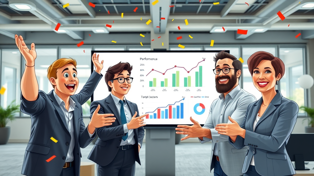 marketing team celebrating growth with part-time chief marketing officer