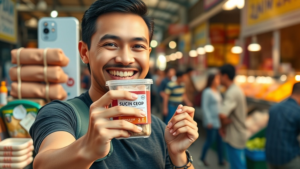 popular local influencer taking a selfie with small business product, influencer marketing for small business