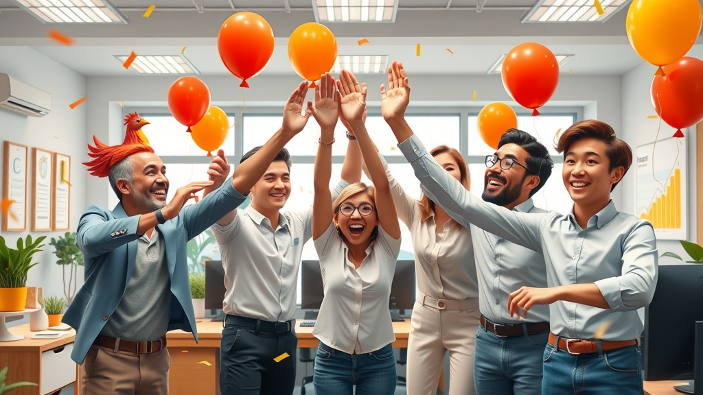Phoenix small business team celebrating growth, group high five, google business profile