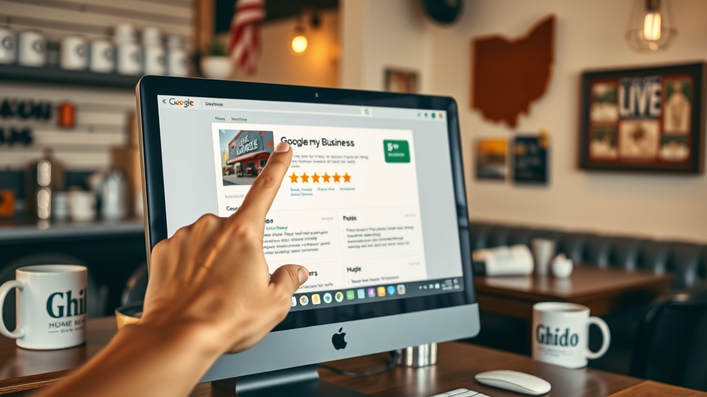 Optimized Google My Business profile for Ohio small business, clear five-star reviews and strong local presence.