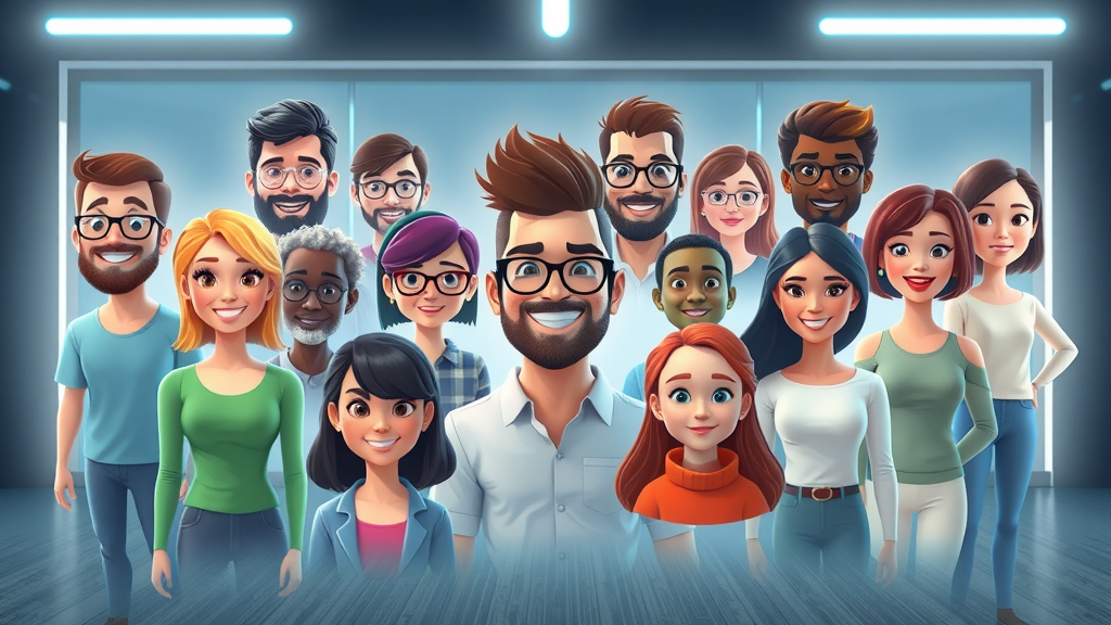 digital advertising infographic displaying different audience segments and types with colorful avatars