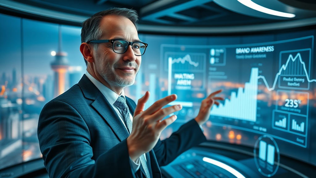 Visionary business leader planning sustainable growth for strong brand awareness