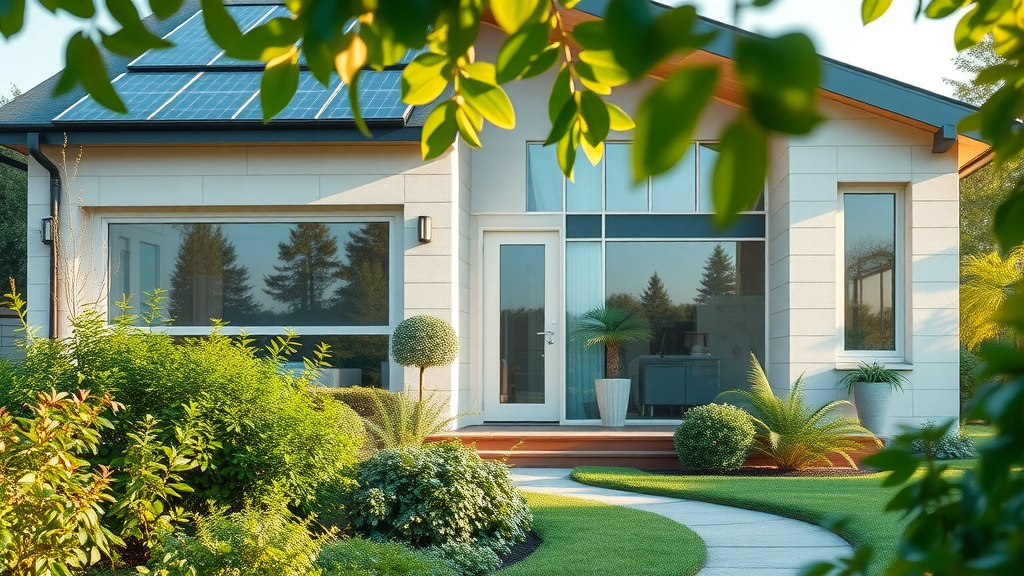 Eco-friendly modern home exterior featuring a-rated boilers energy efficiency and reduced carbon emissions
