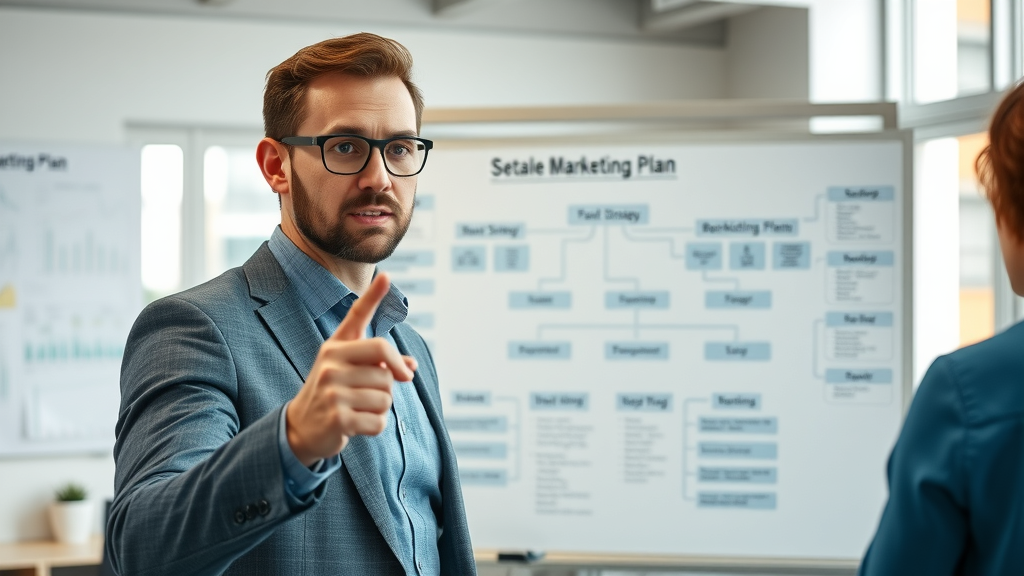 marketing strategy marketing plan small business owner whiteboard checklist