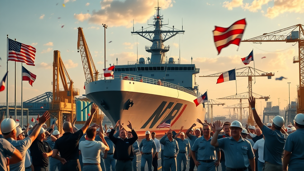 completed navy ship celebration at Pascagoula Shipyard
