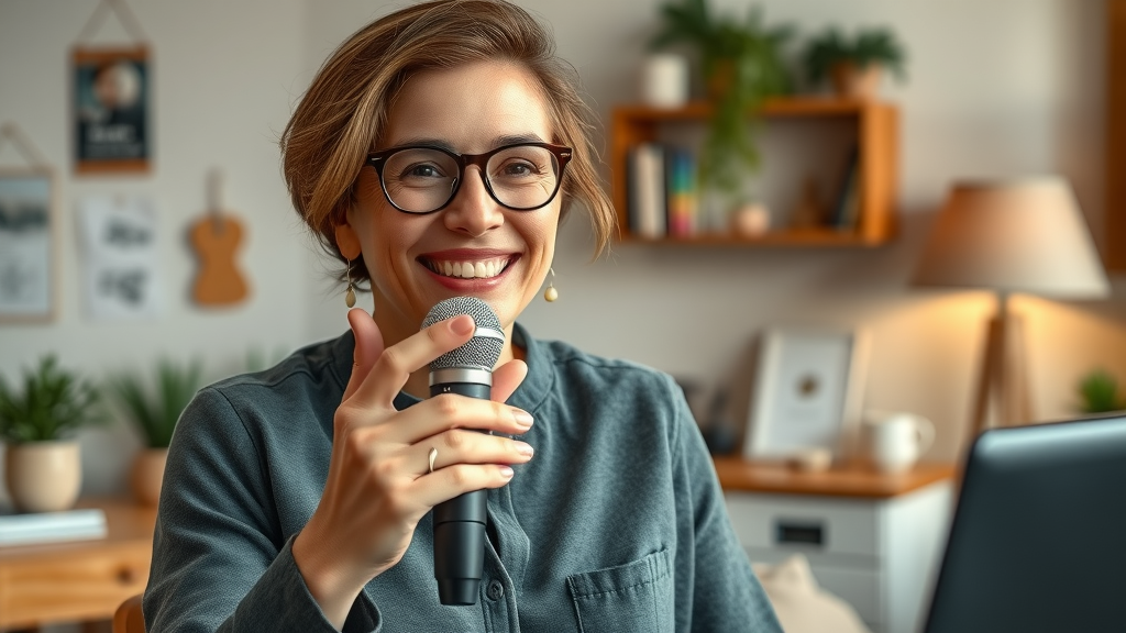 confident small business owner recording a brand voice video for social media, essential for building a strong brand identity