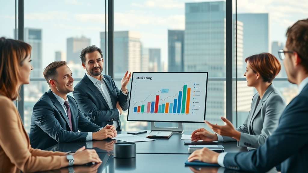 part-time chief marketing officer presenting growth strategies in modern boardroom