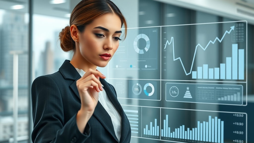 paid traffic analytics dashboard showing complex flow diagrams, digital marketing professional analyzing site traffic in office, city view background