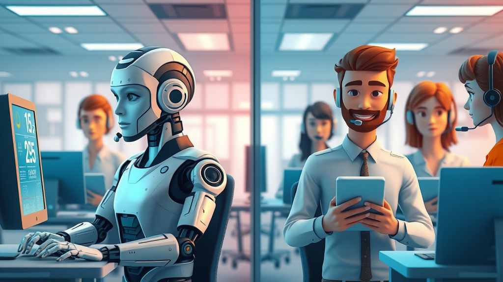 contrast between ai voice agents for business-ivr conversational and human call agents in a split office setting
