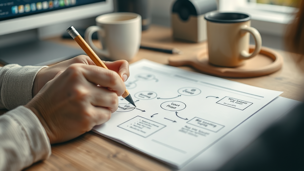 hands sketching website process for improving search engine optimization and local seo rankings