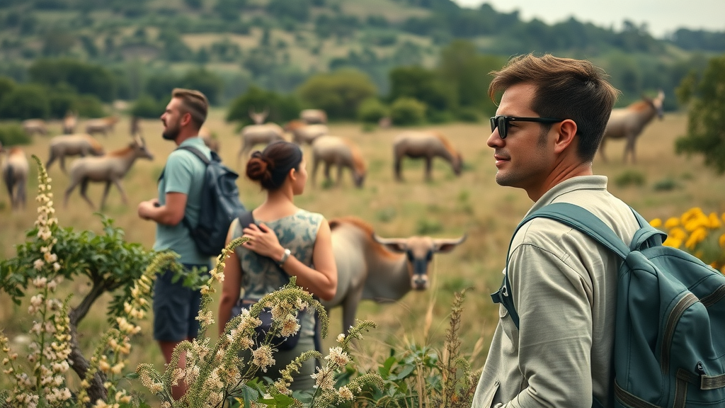 Eco-tourism in United States - tourists observing wildlife in a thriving nature reserve