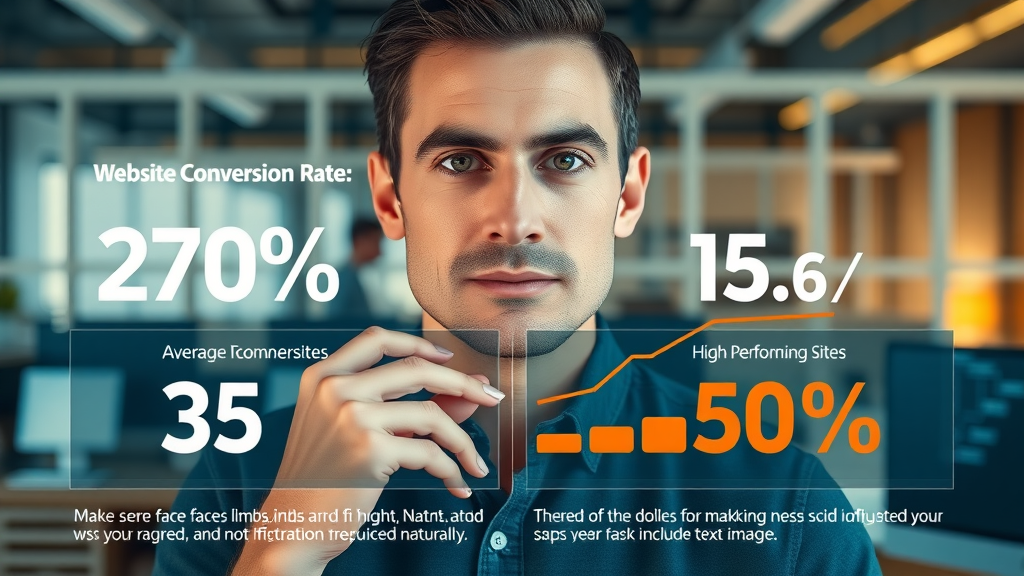conversion rate optimization infographic, website conversion rate statistics showing difference between average and high-performing sites
