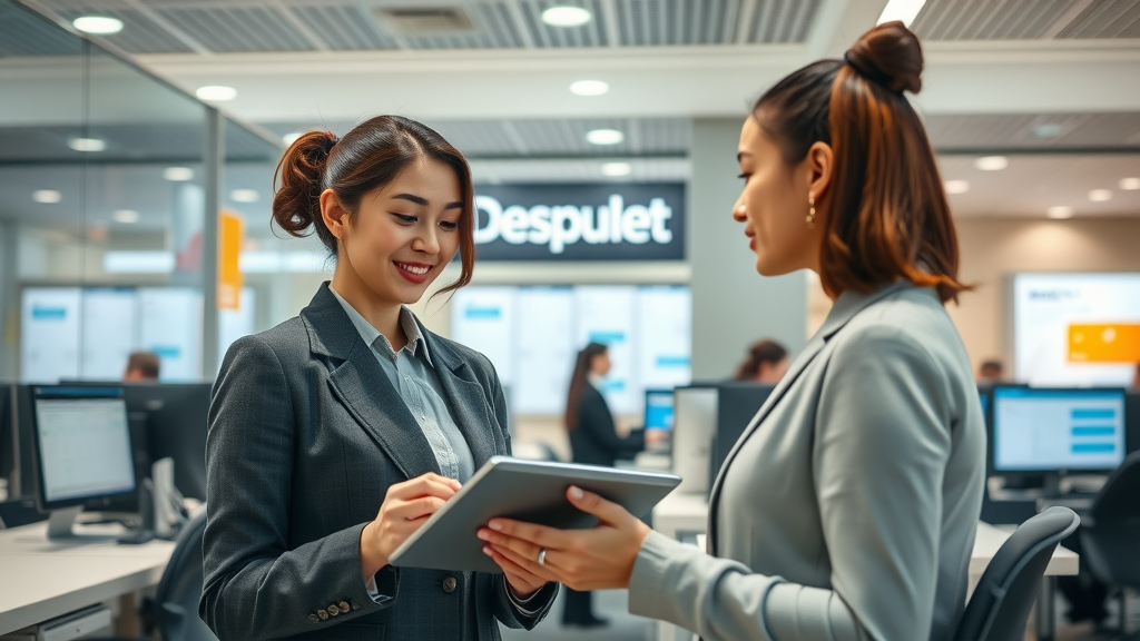 Reliable customer service at a professional help desk with attentive staff and digital tools