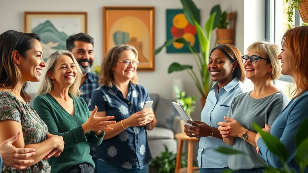 Diverse local entrepreneurs networking for small business development success