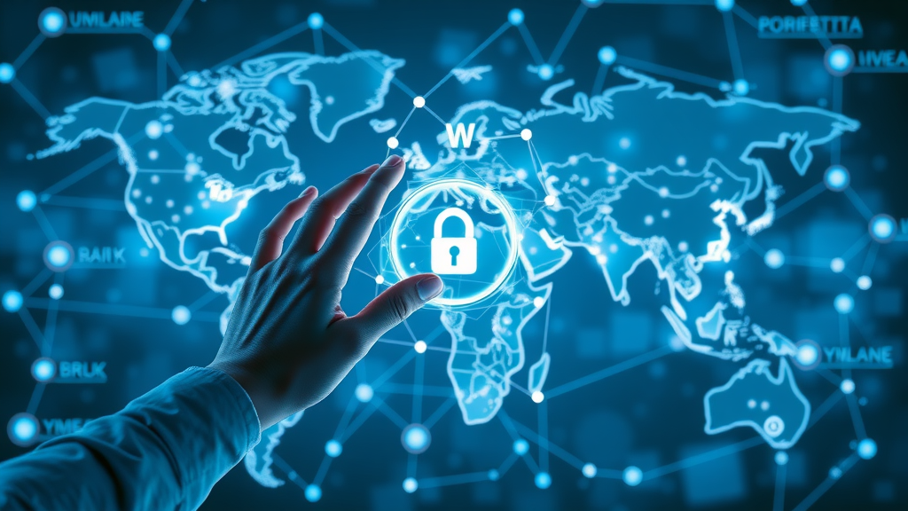 high authority websites interconnected for page SEO with external links, global network aesthetic, digital glowing lines