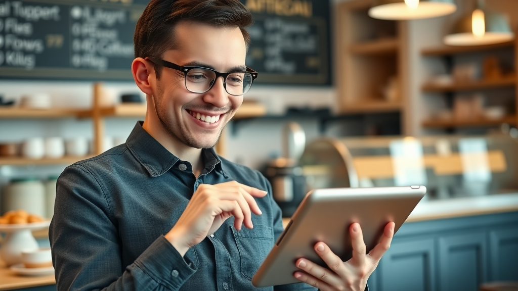 email marketing small business owner tablet campaign building email list coffee shop