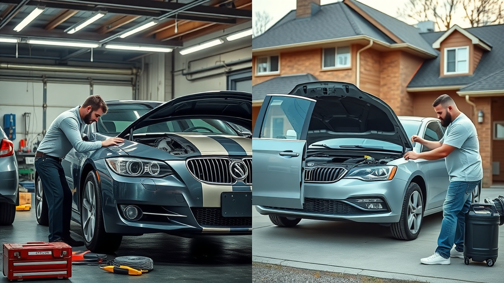 Insurance auto repair vs out-of-pocket vehicle repair comparison: garage vs home