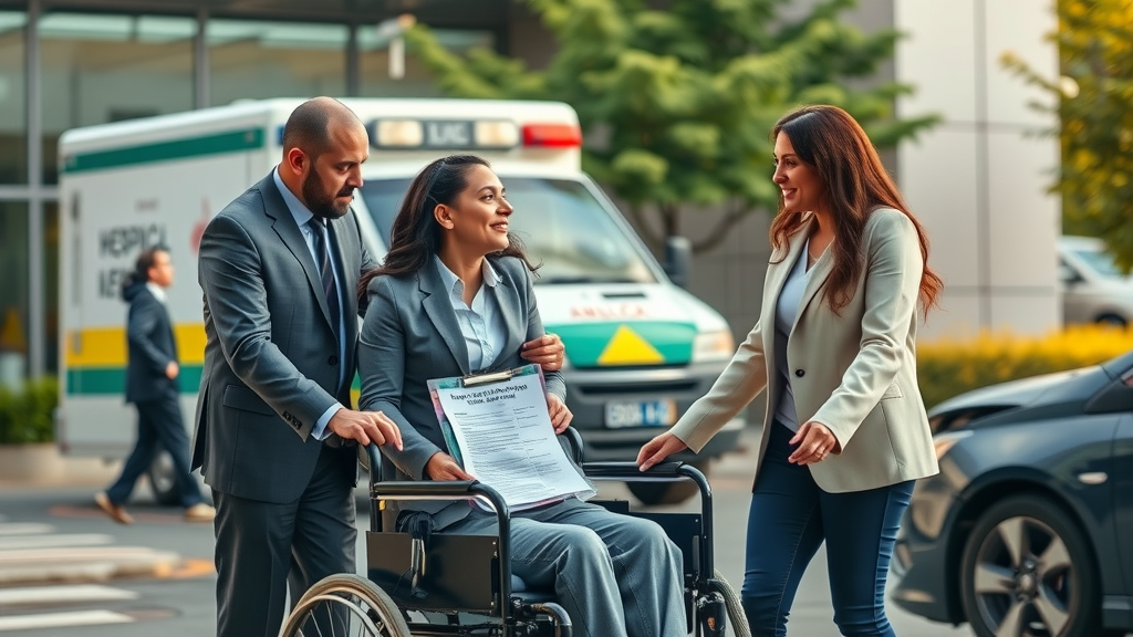 Team of auto accident attorneys helps injured client after car crash recovery.