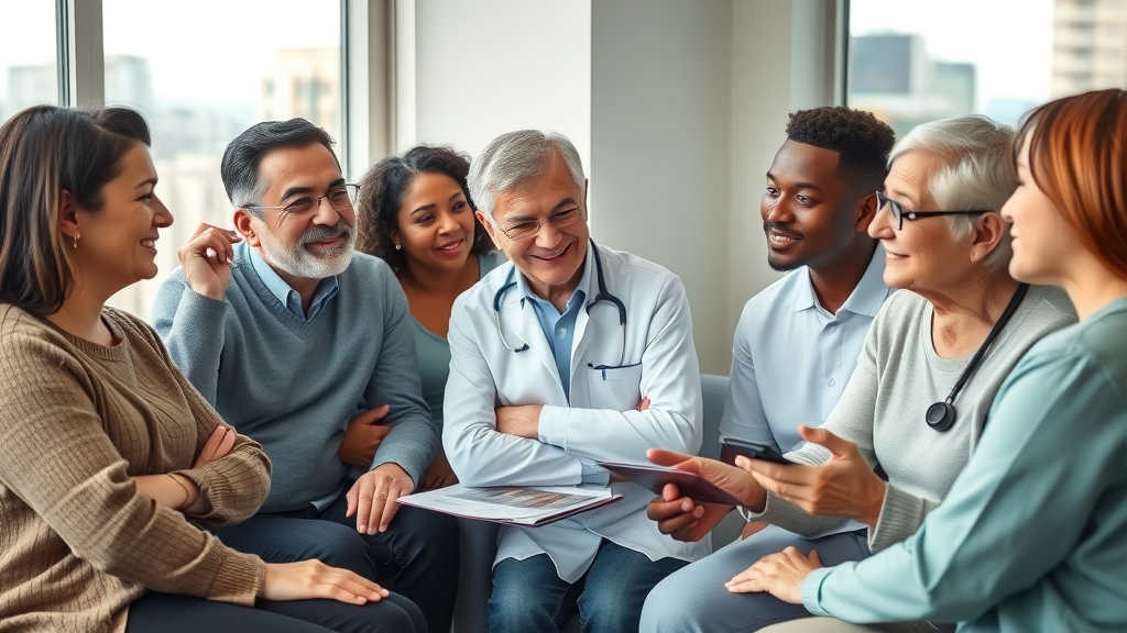 Diverse Worcester County residents consulting with provider about stem cell therapy for joint and tissue repair in Worcester County, MA