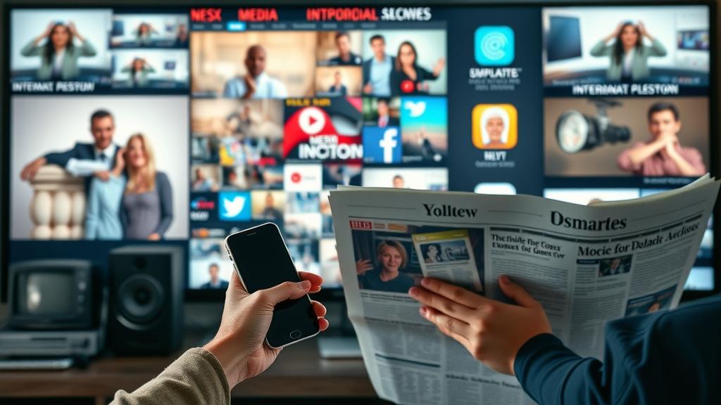 diverse media channels showcasing TV smartphone laptop and newspaper media marketing
